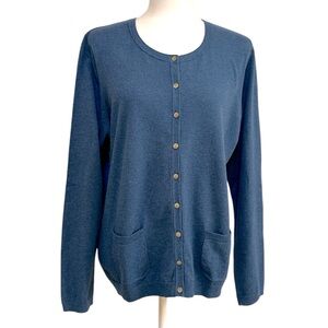 Talbots Teal Blue Pima Cotton Cardigan